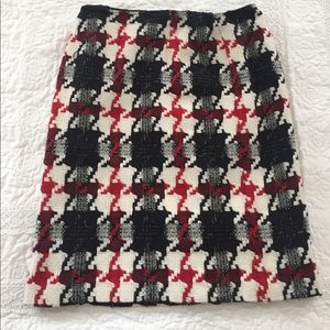 Black, white, and red houndstooth skirt